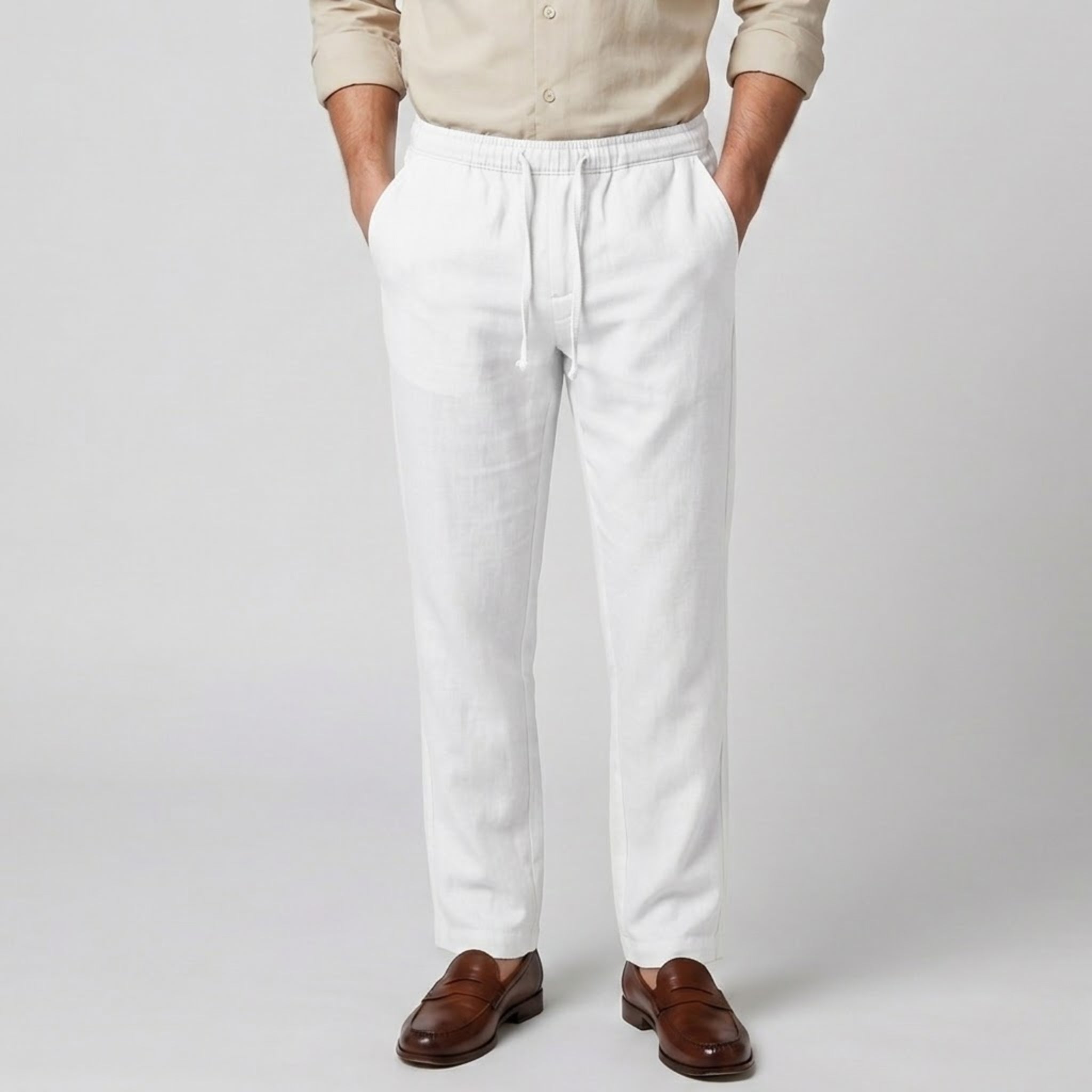 Men’s Elastic Waist Straight Leg Trousers | Olamil