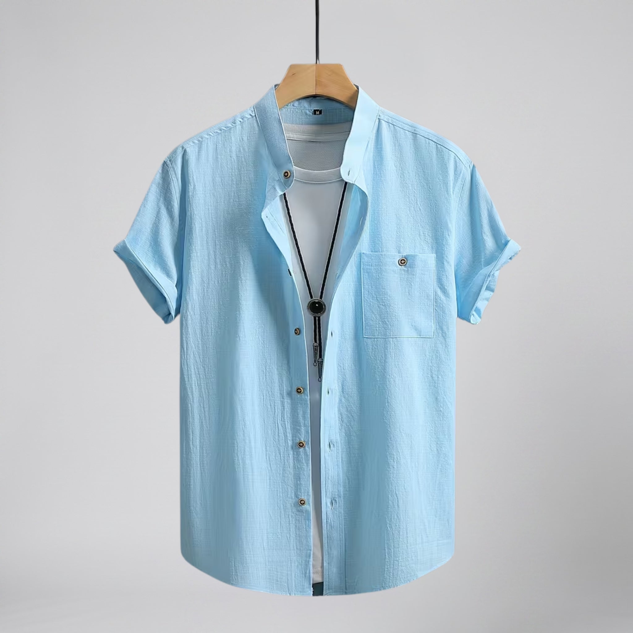 Olamil - Men’s Linen Mandarin Collar Shirt