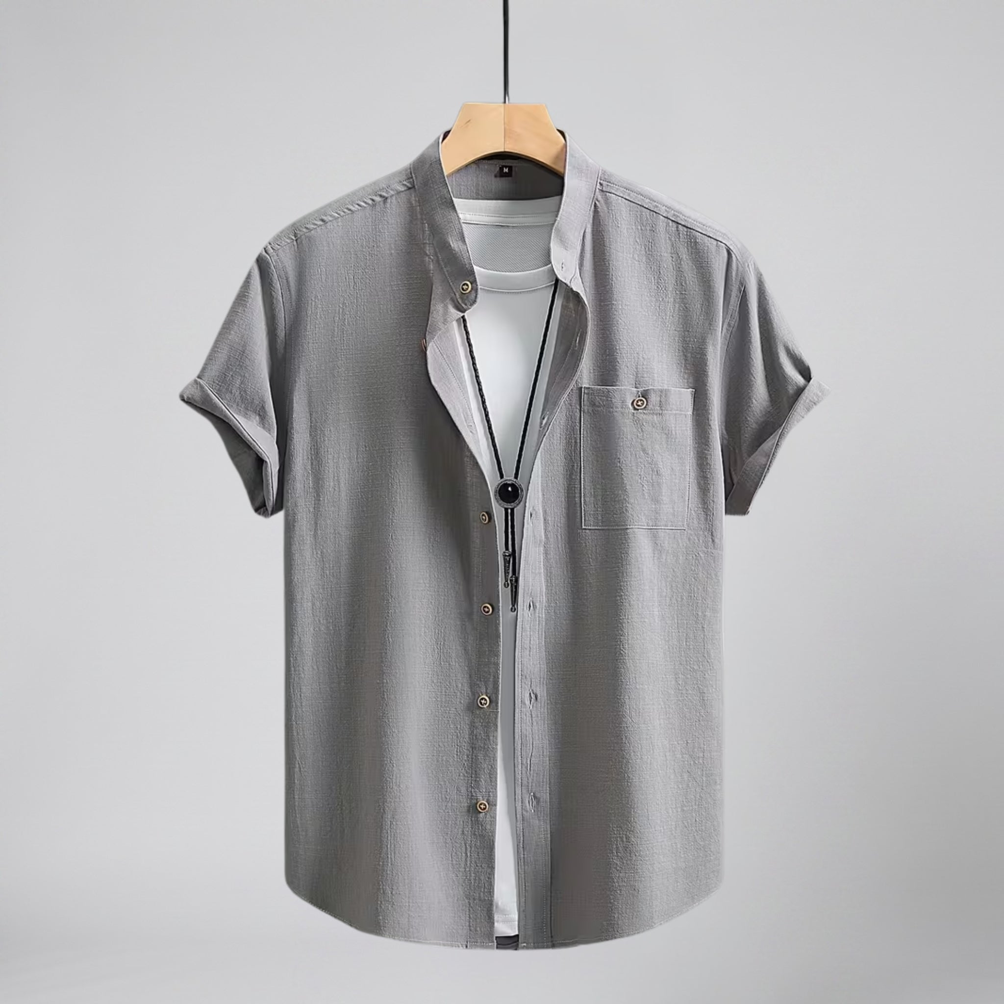 Olamil - Men’s Linen Mandarin Collar Shirt