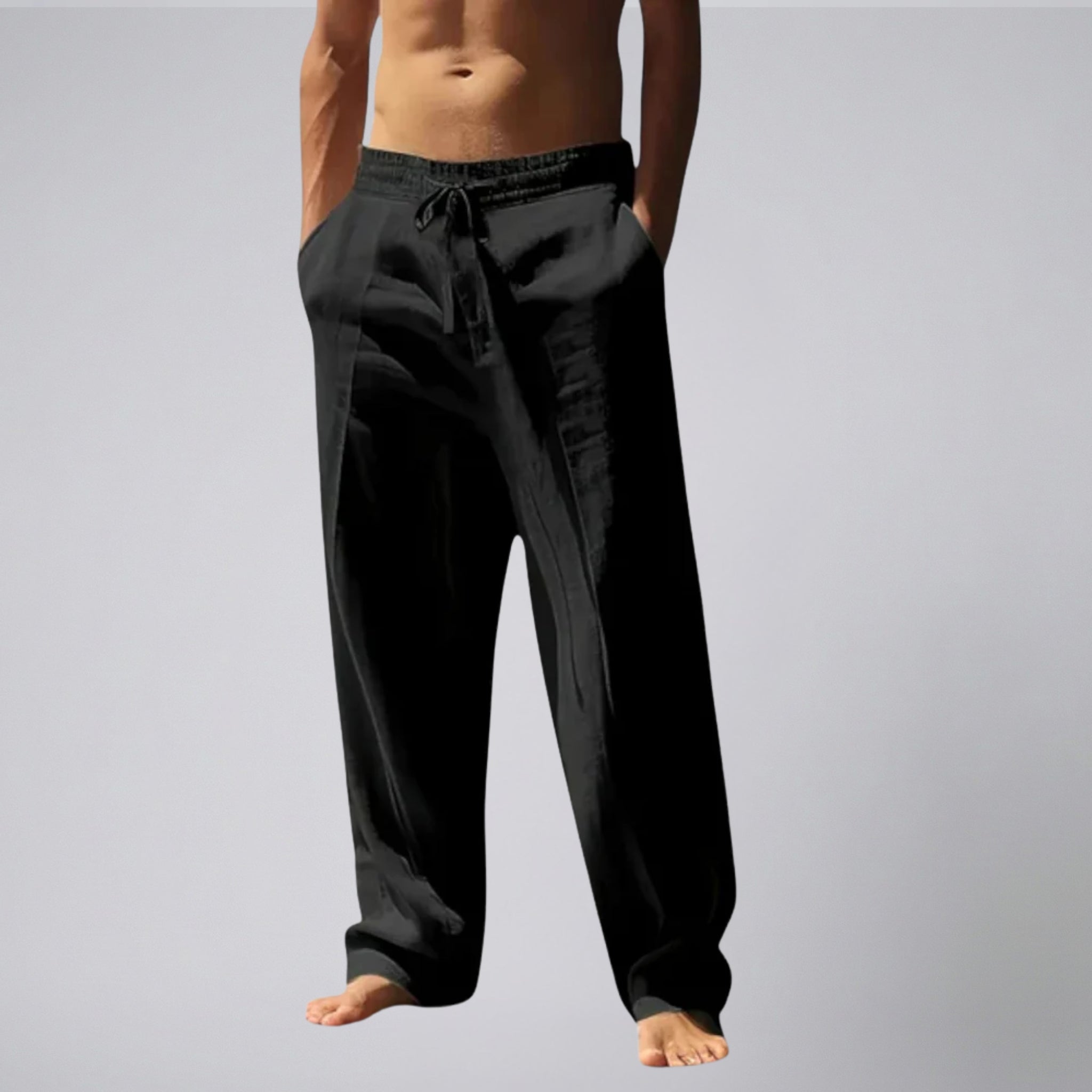 Olamil - Men’s Relaxed Fit Drawstring Linen Pants