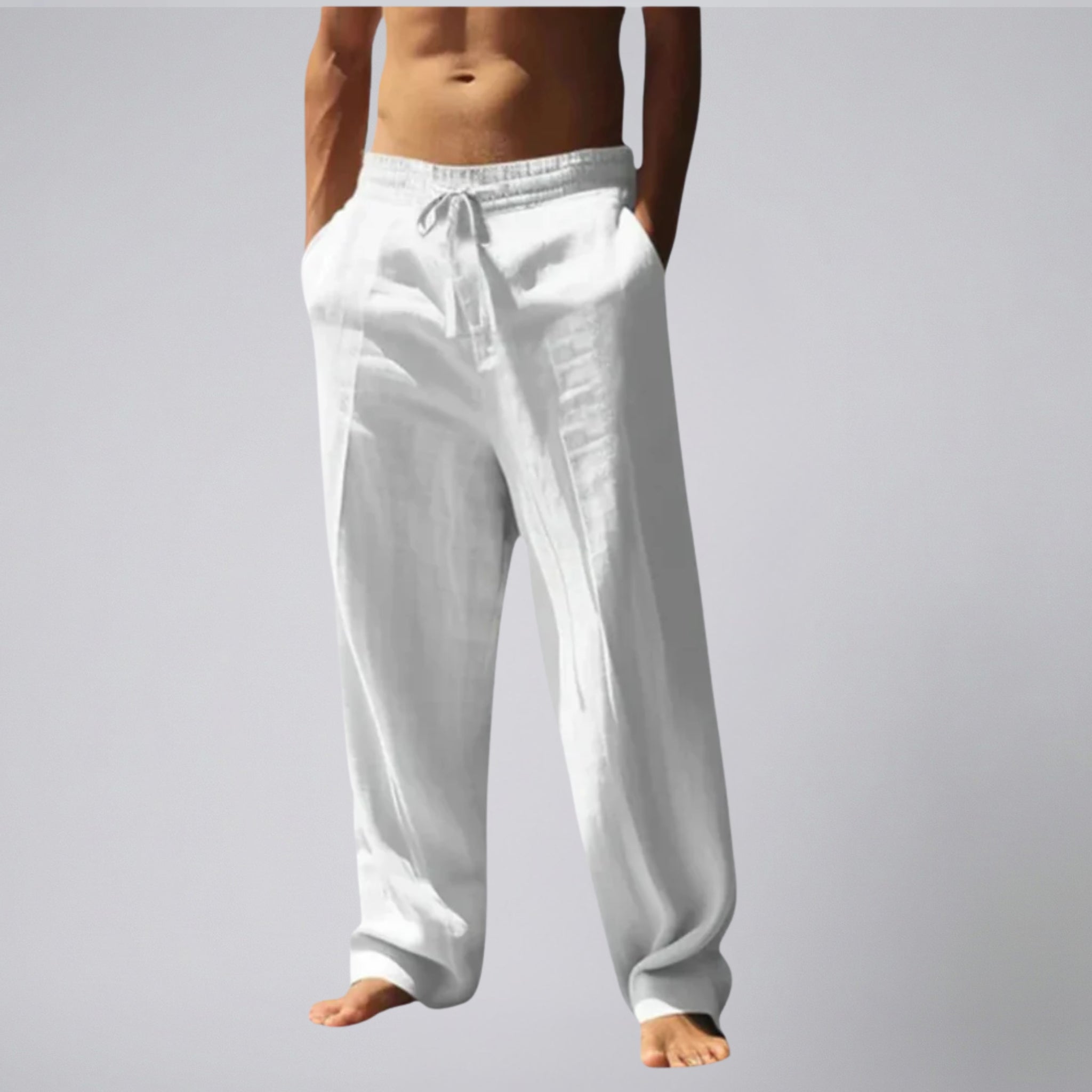 Olamil - Men’s Relaxed Fit Drawstring Linen Pants