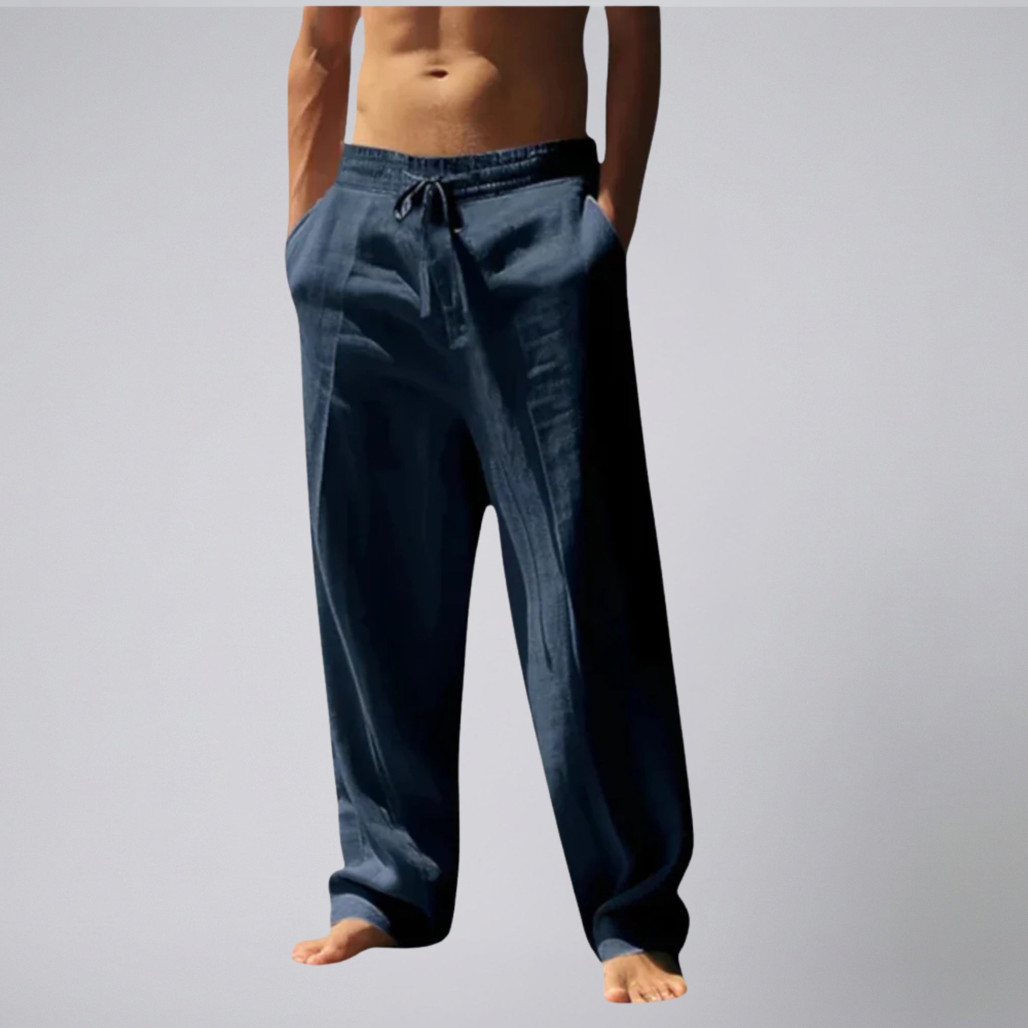 Olamil - Men’s Relaxed Fit Drawstring Linen Pants