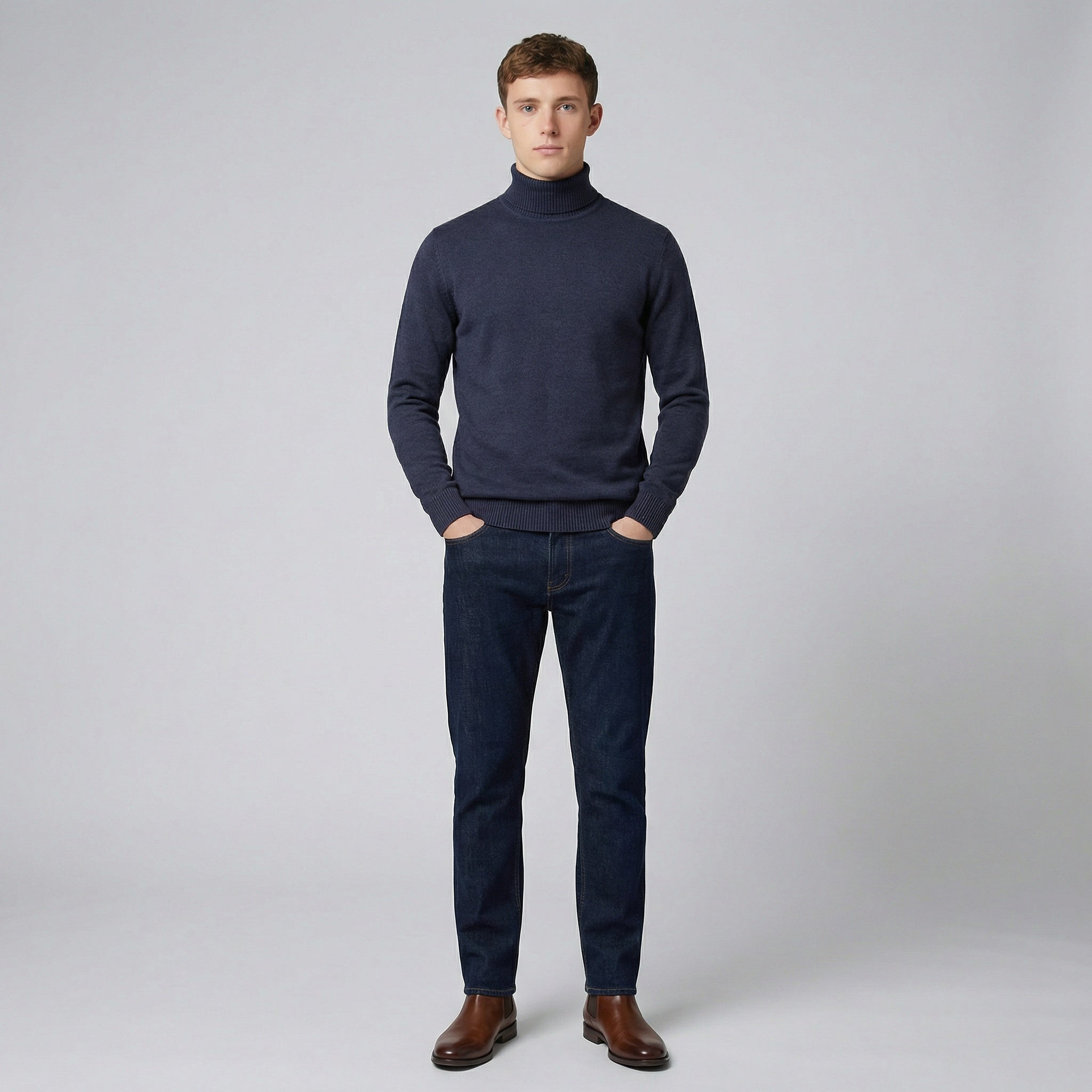 Olamil - Men’s Ribbed Merino Roll Neck Jumper