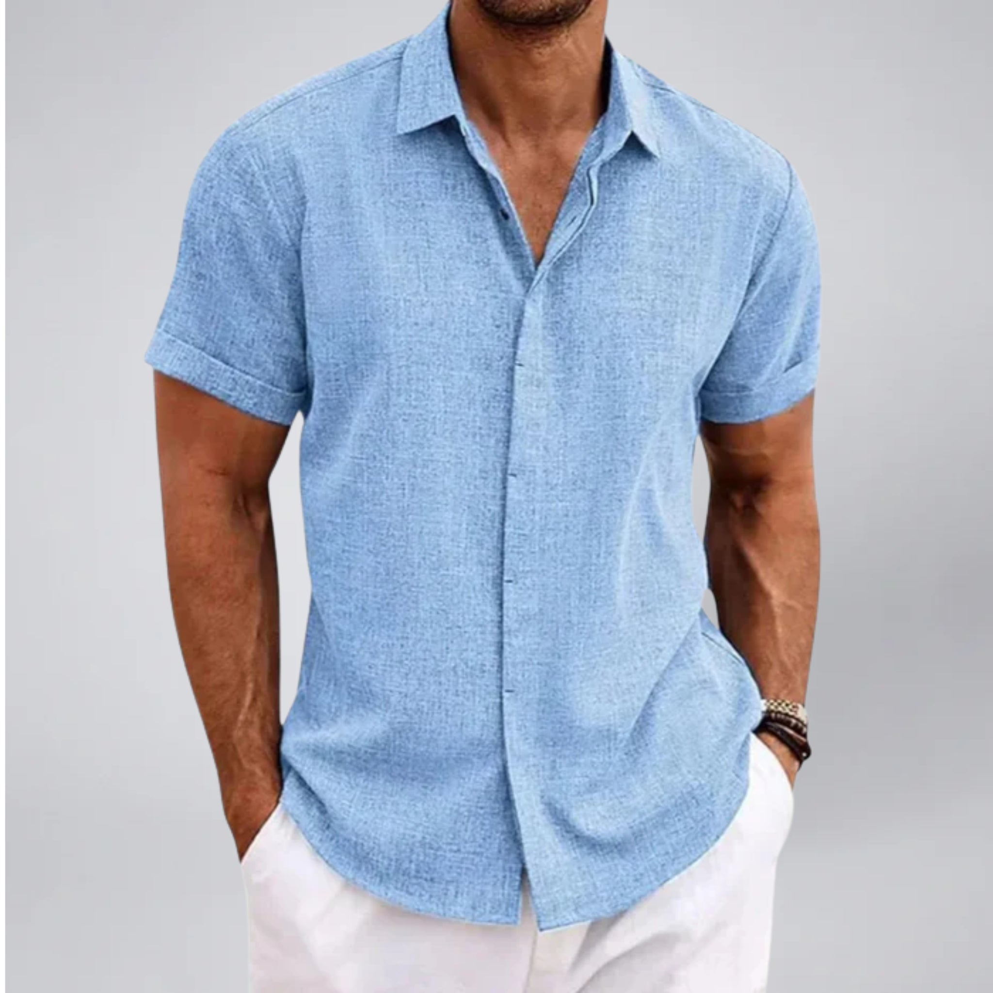 Men's Short Sleeve Linen Shirt | Olamil
