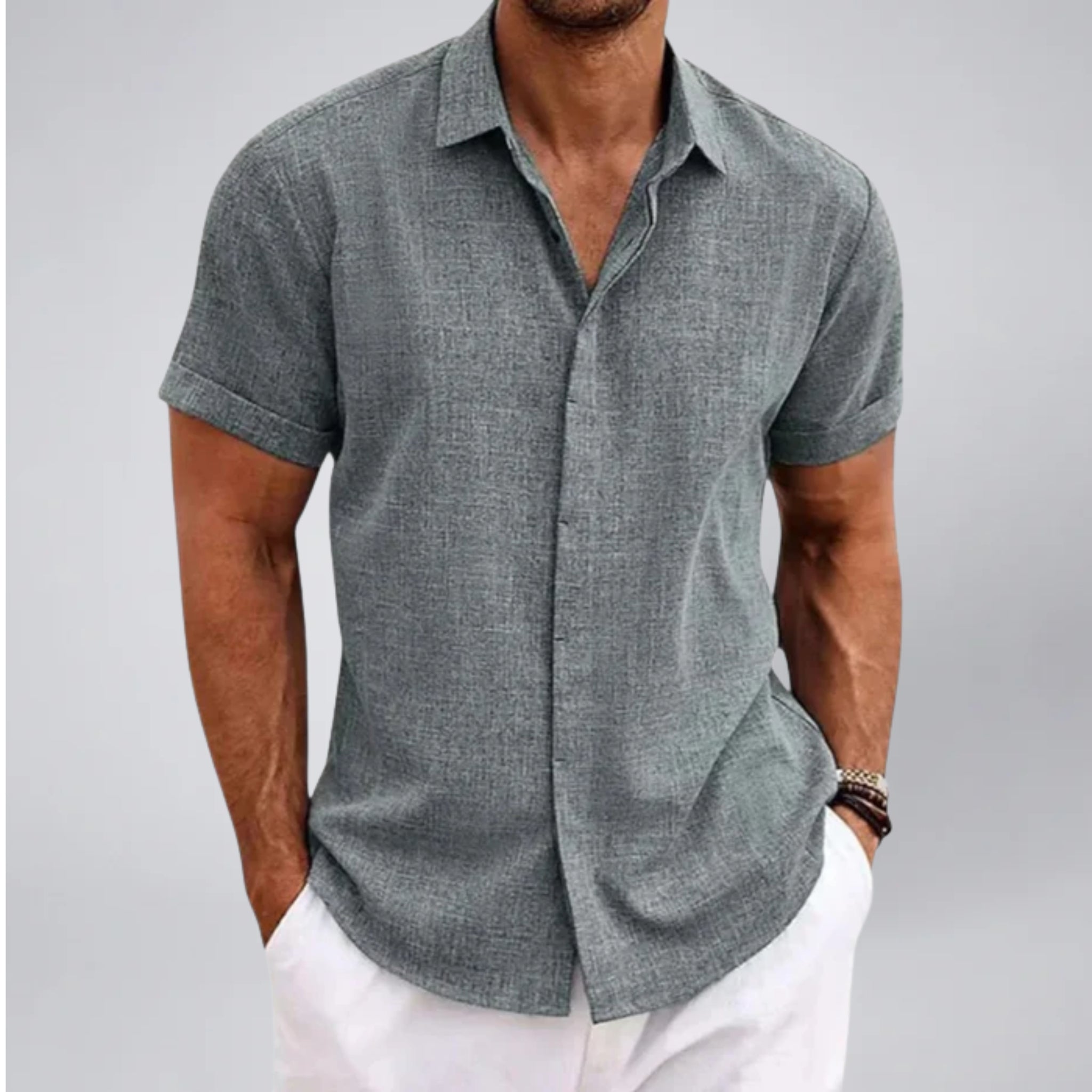 Men's Short Sleeve Linen Shirt | Olamil