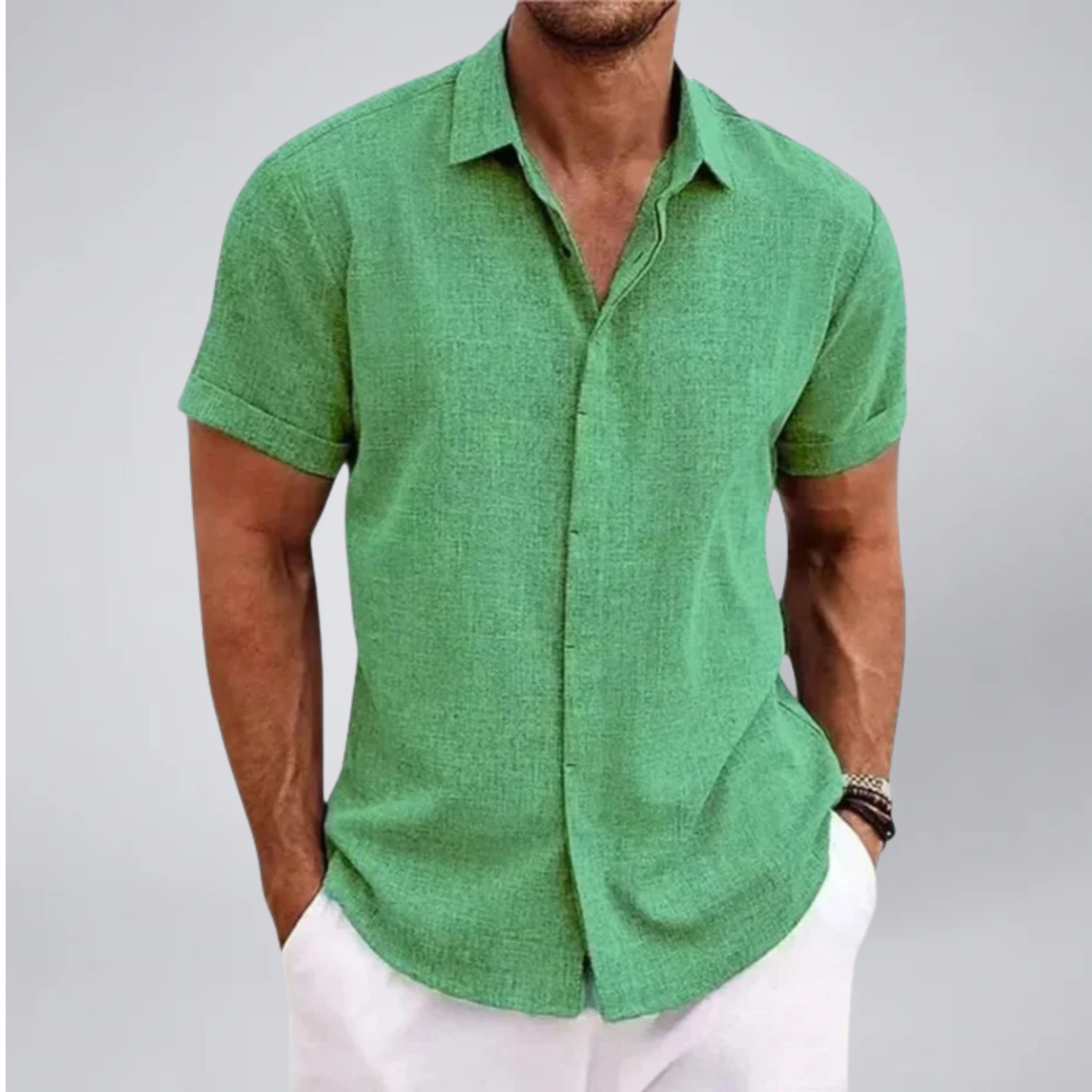 Men's Short Sleeve Linen Shirt | Olamil