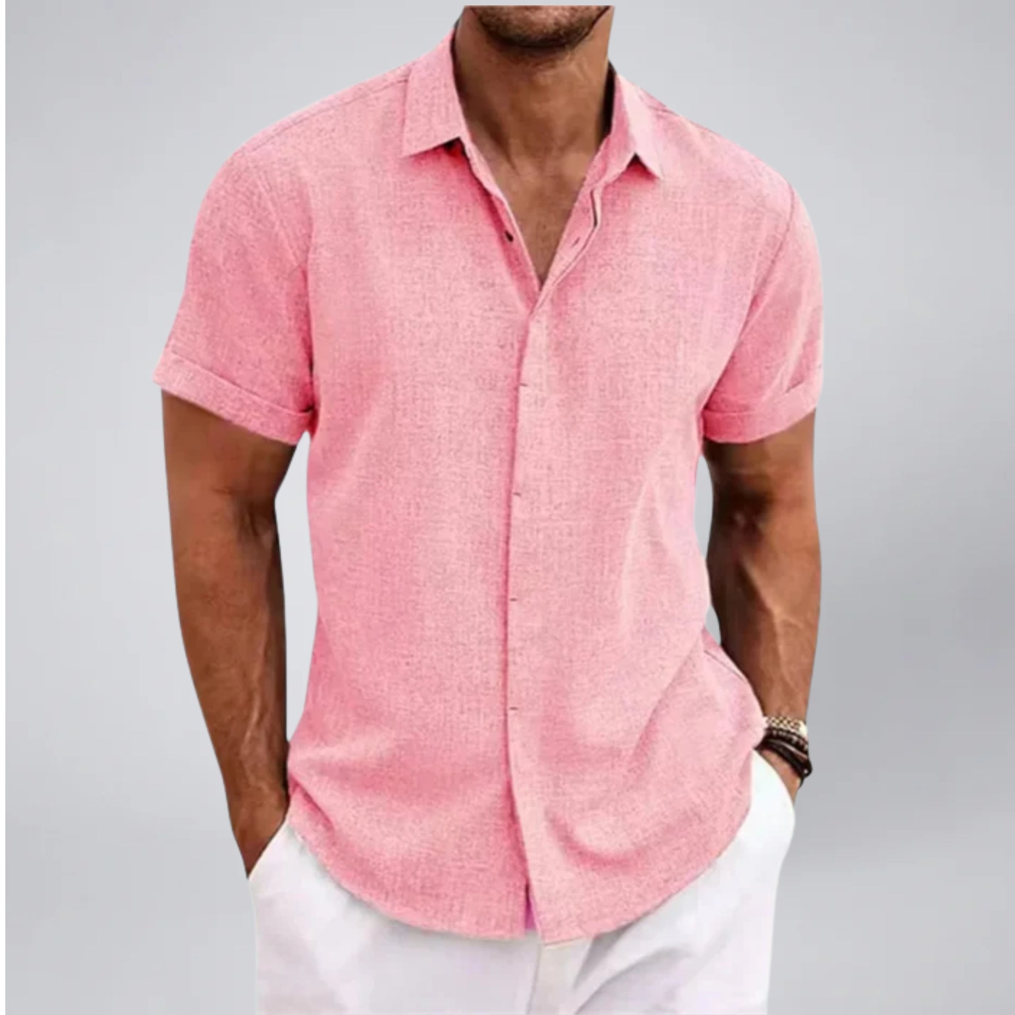Men's Short Sleeve Linen Shirt | Olamil