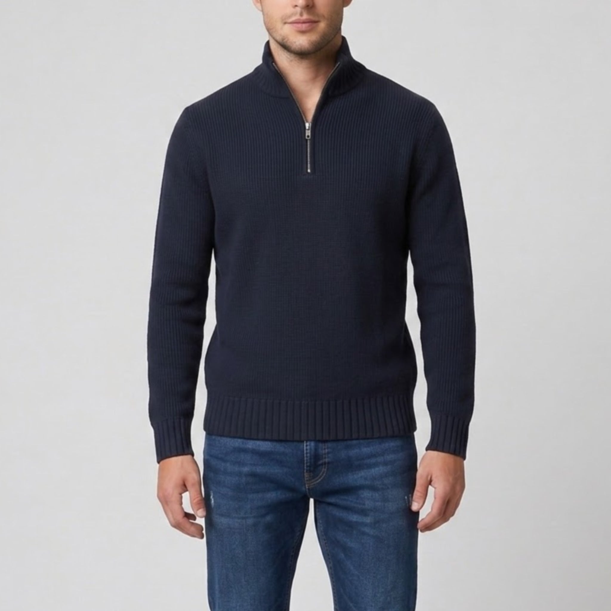 Men’s Slim-Fit Zip-Neck Sweater | Olamil