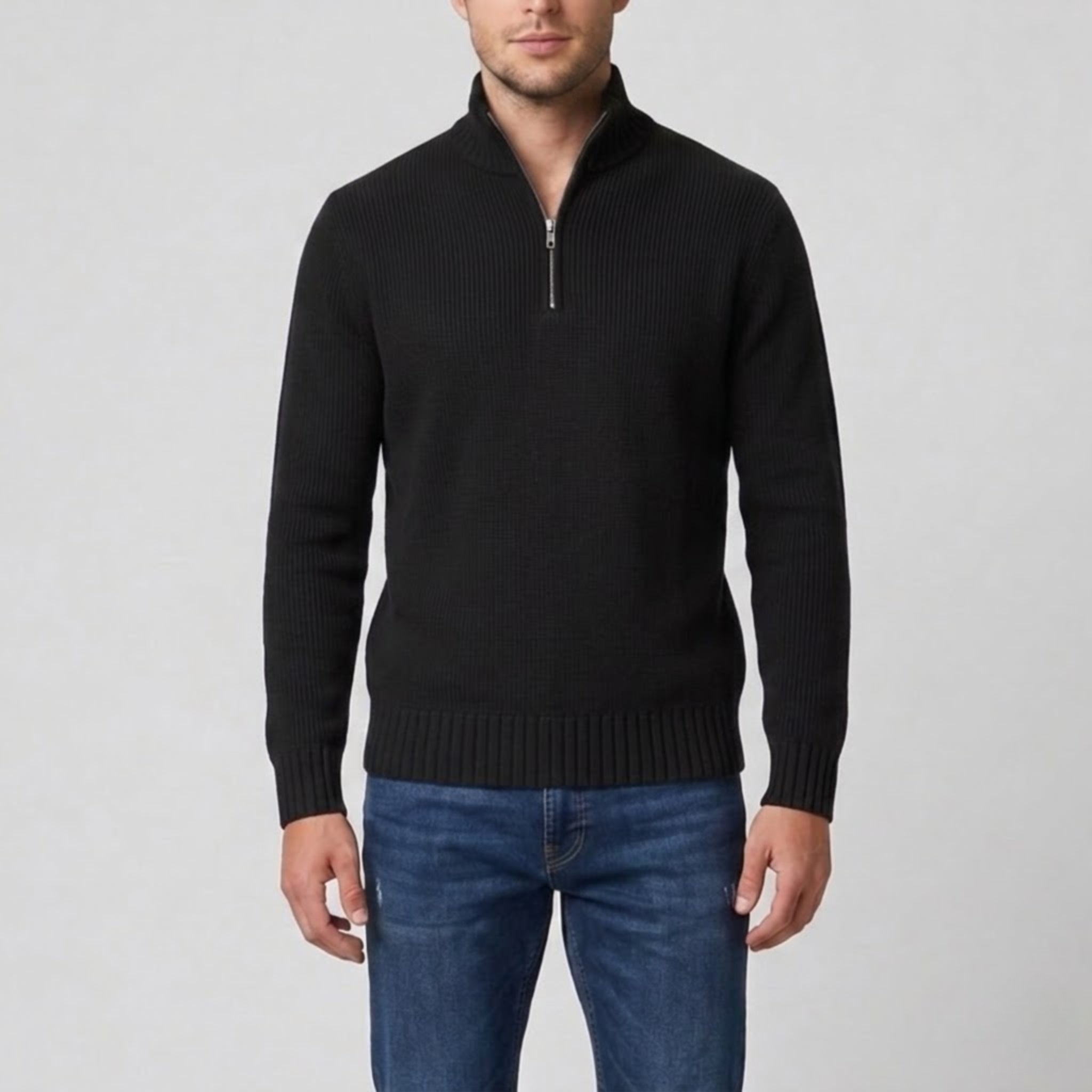 Men’s Slim-Fit Zip-Neck Sweater | Olamil
