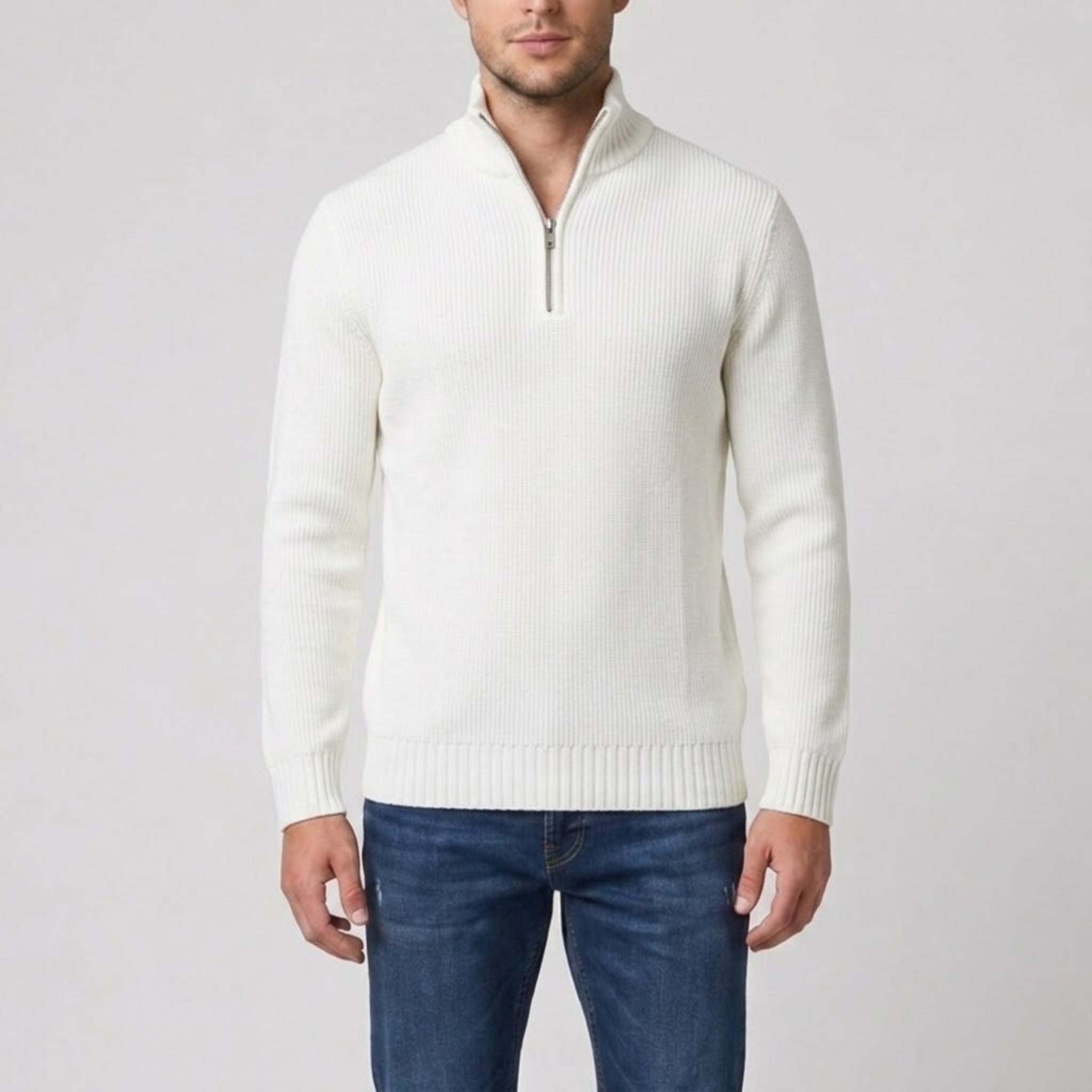 Men’s Slim-Fit Zip-Neck Sweater | Olamil