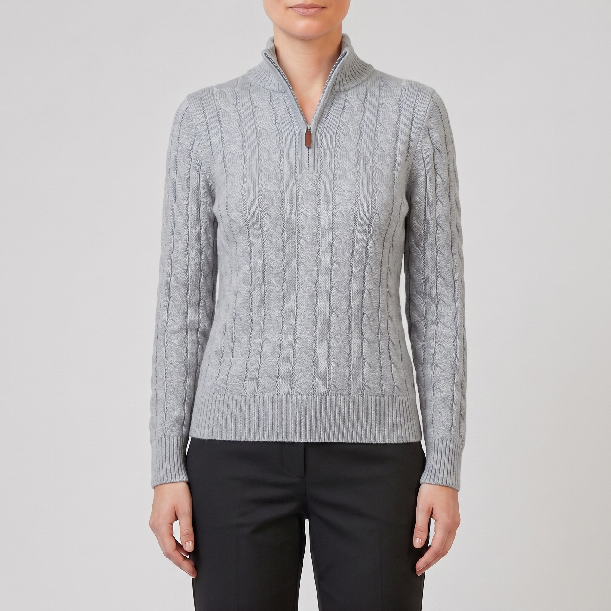 Women’s Cable Knit Half-Zip Sweater | Olamil