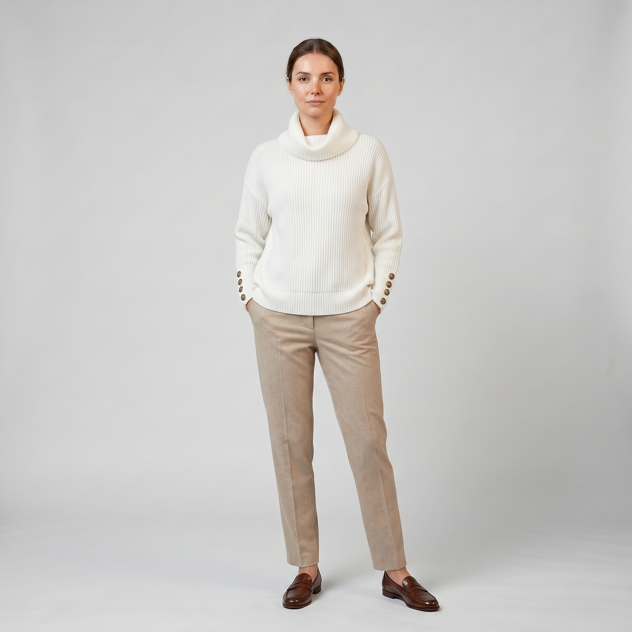 Women’s Cashmere-Blend Mock Neck Sweater | Olamil