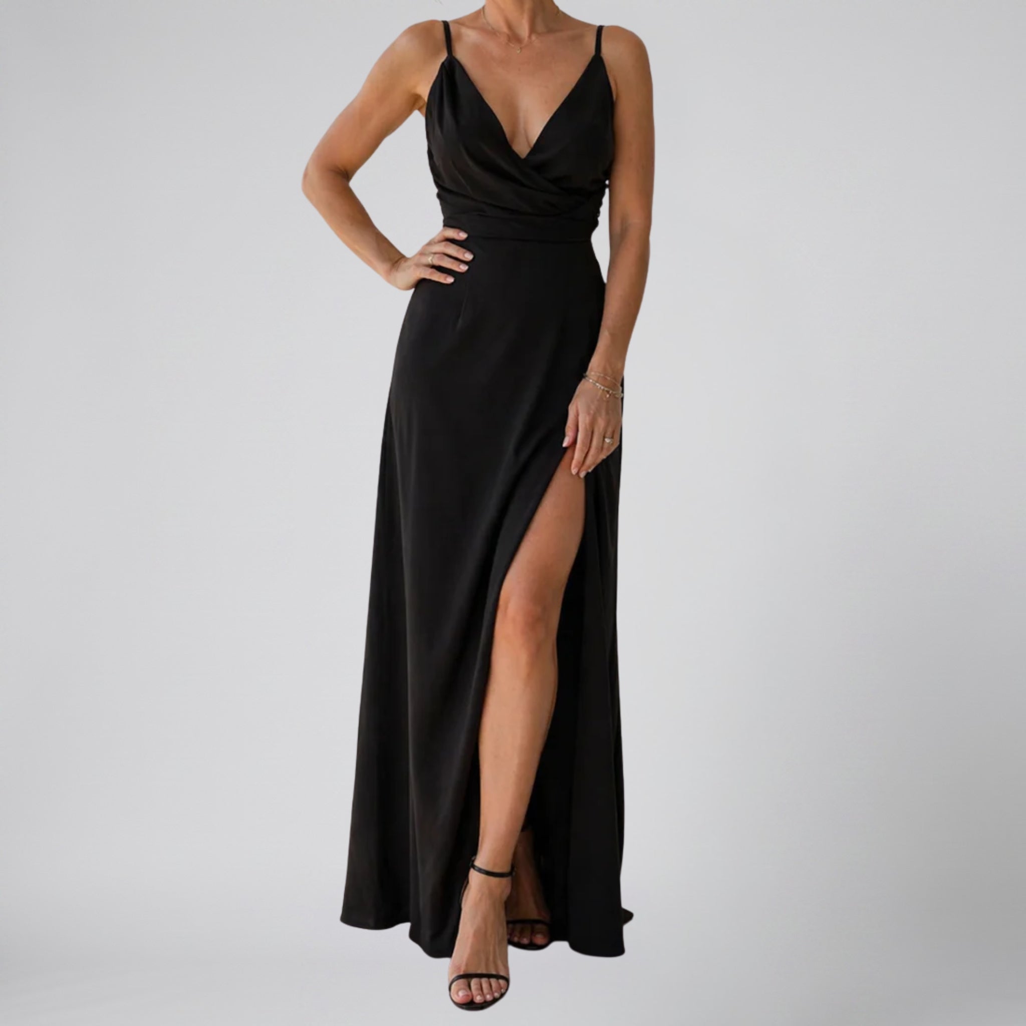 Women’s Deep V-Neck Open-Back Maxi Dress | Olamil