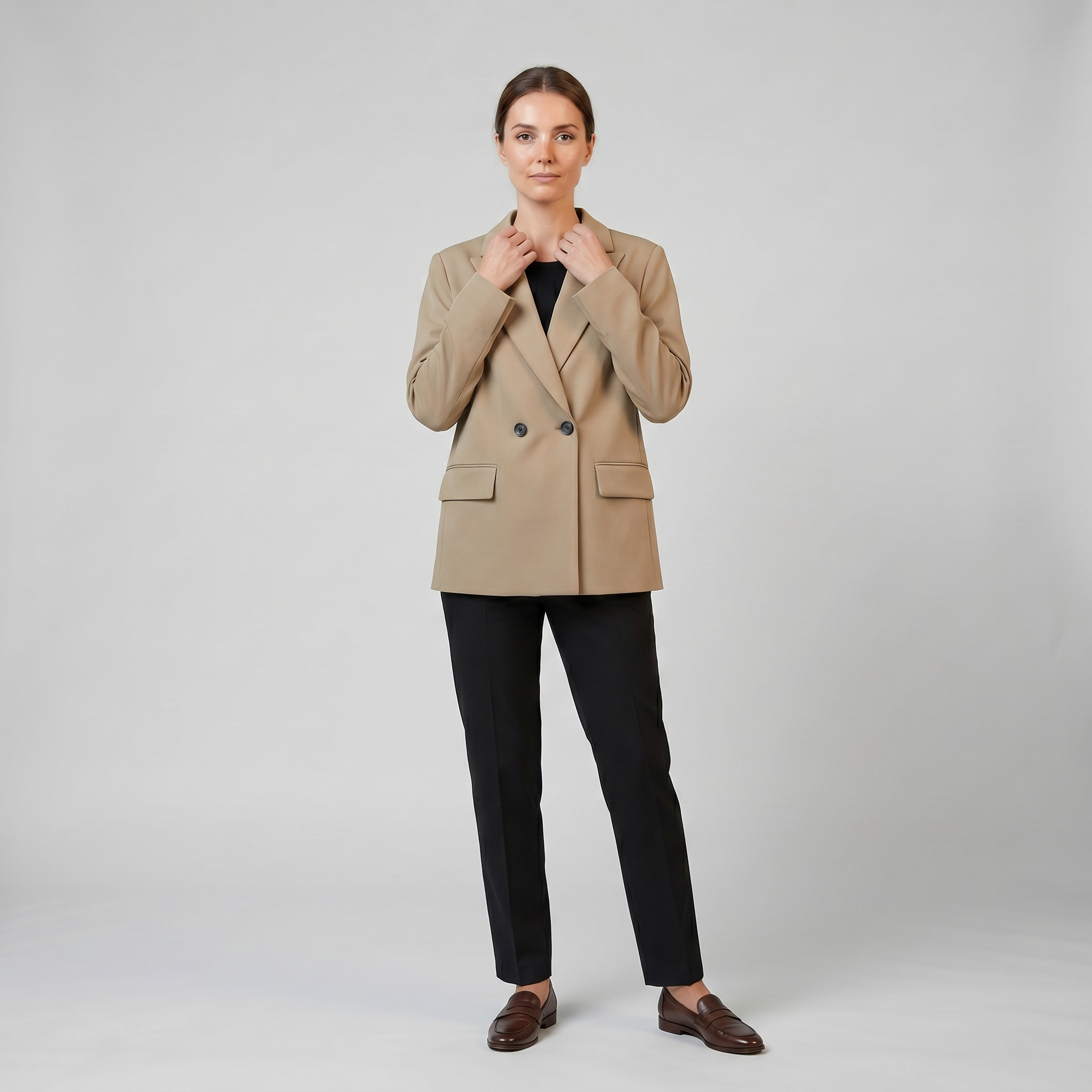 Women’s Double-Breasted Notch Lapel Blazer | Olamil