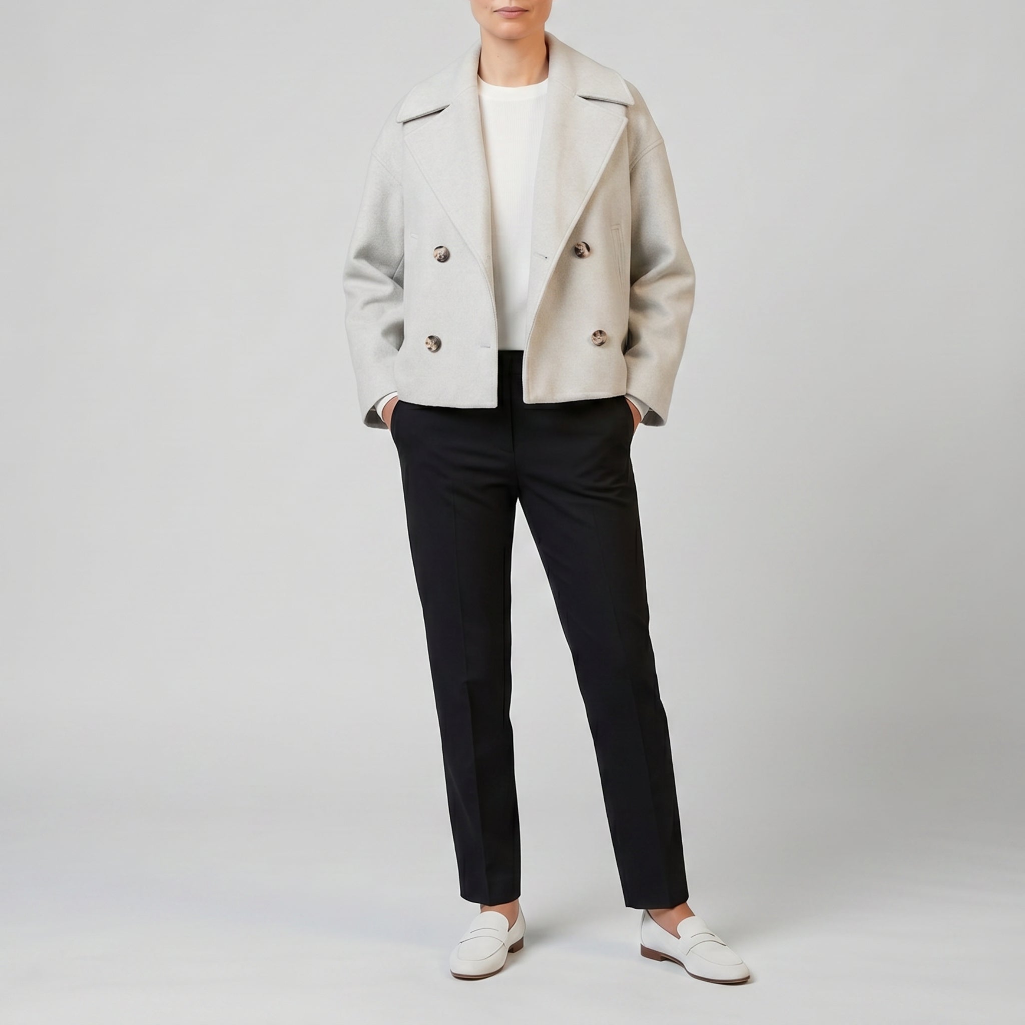 Women’s Double-Breasted Wool-Blend Coat | Olamil