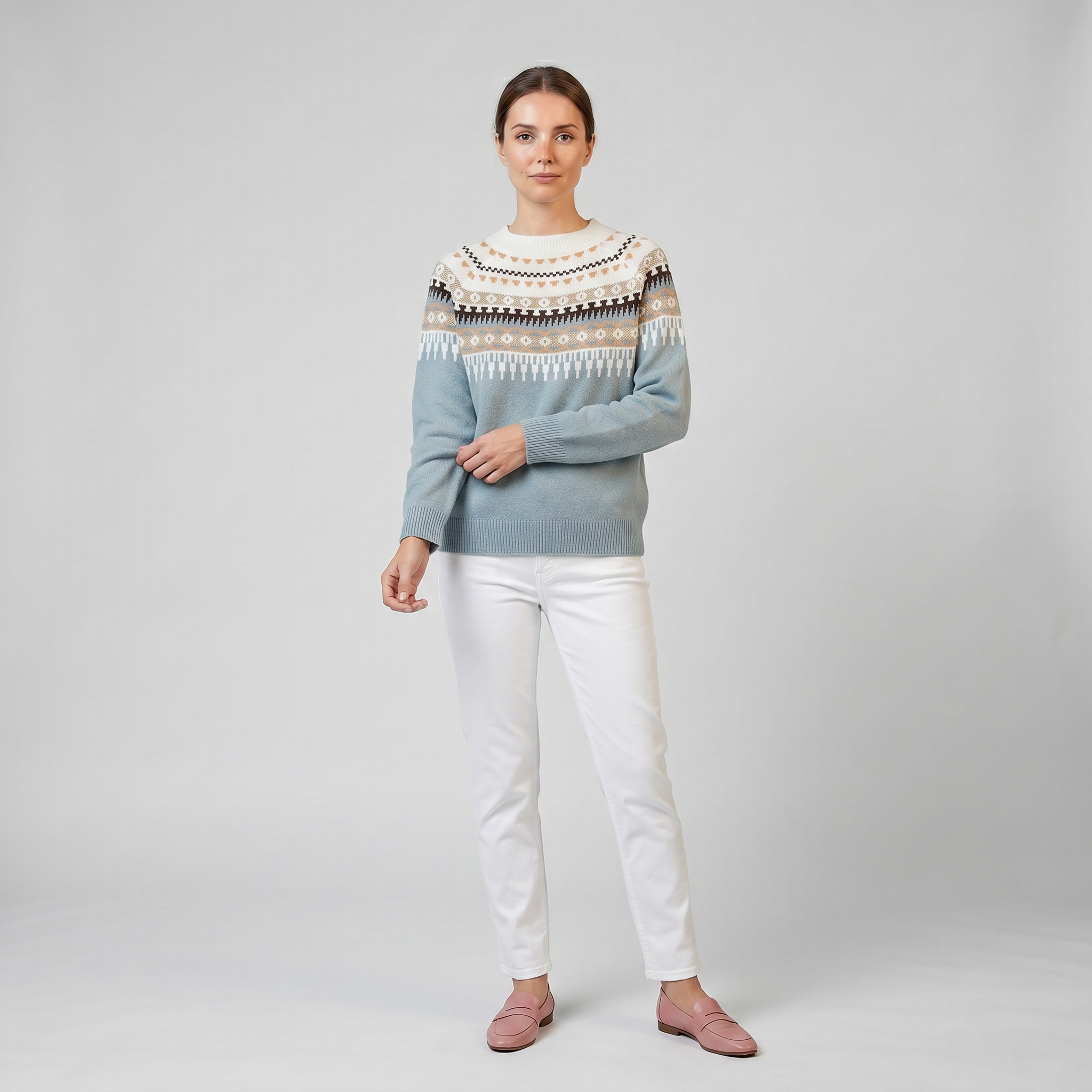 Olamil - Women's Fair Isle Patterned Knit Sweater