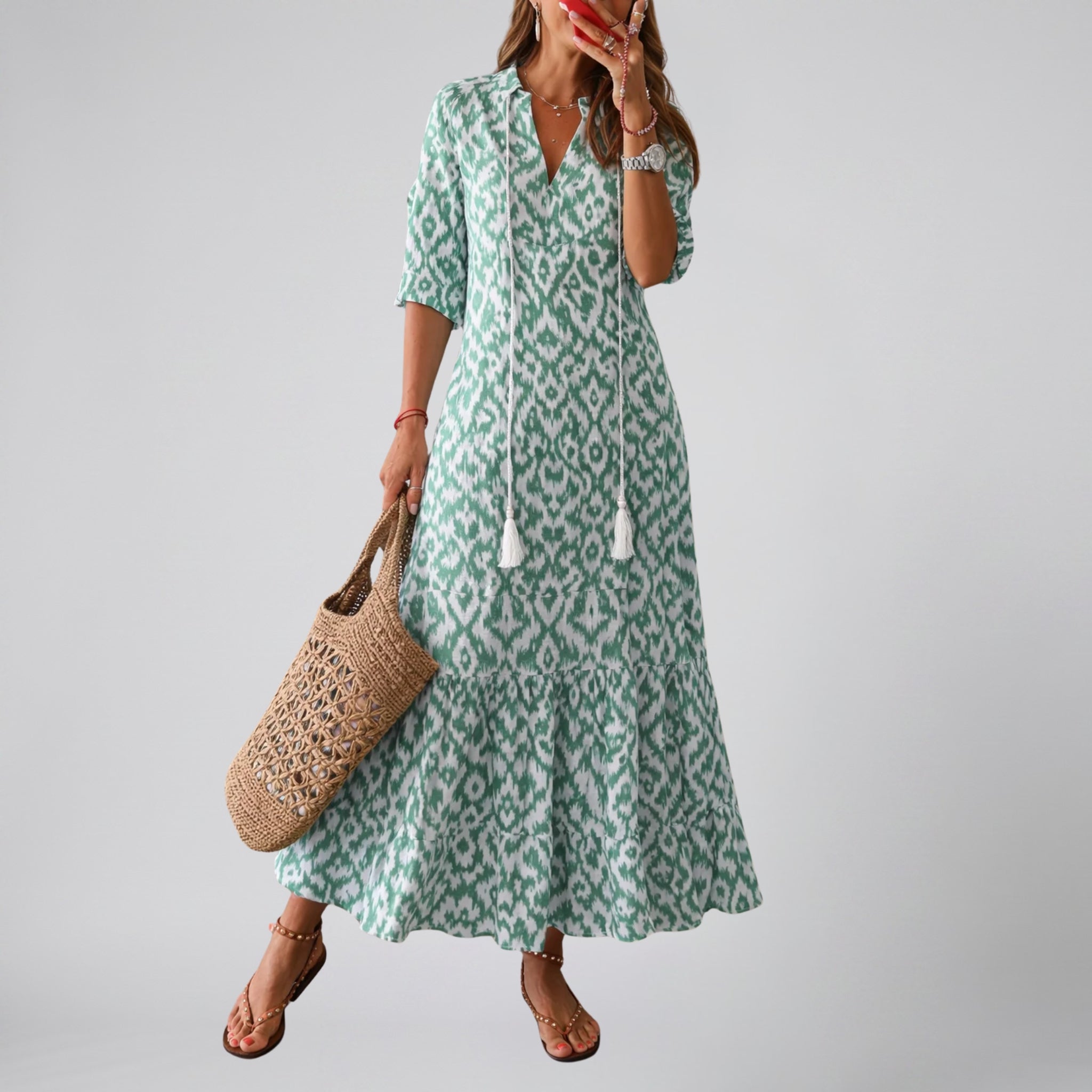 Women’s Floral V-Neck Maxi Dress | Olamil