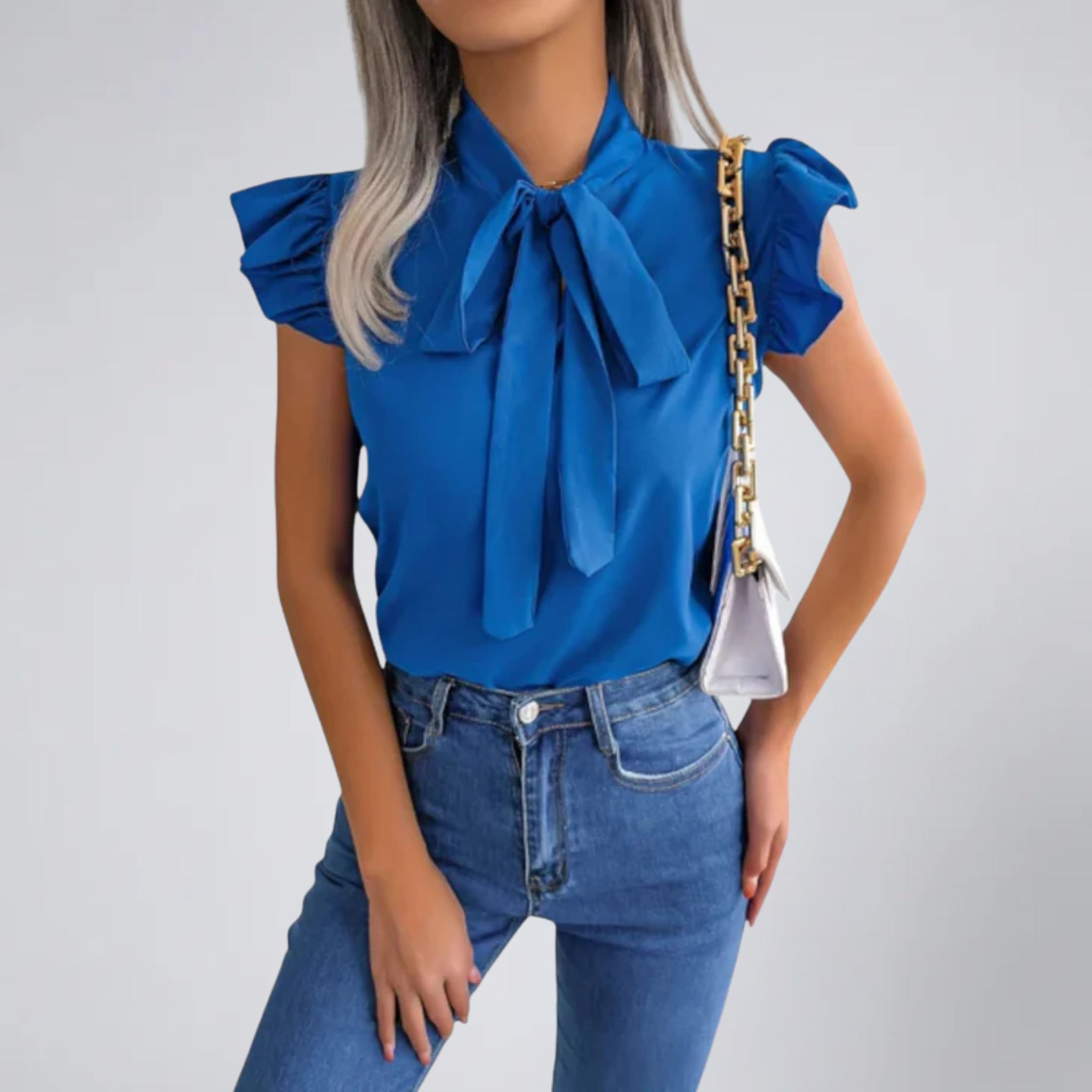 Olamil - Women’s Flutter Sleeve Bow Blouse