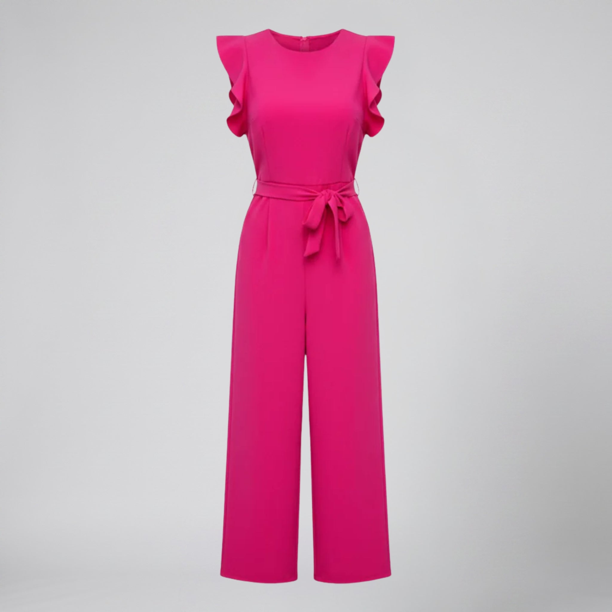 Women’s Round Neck Wide-Leg Flutter Sleeve Jumpsuit | Olamil