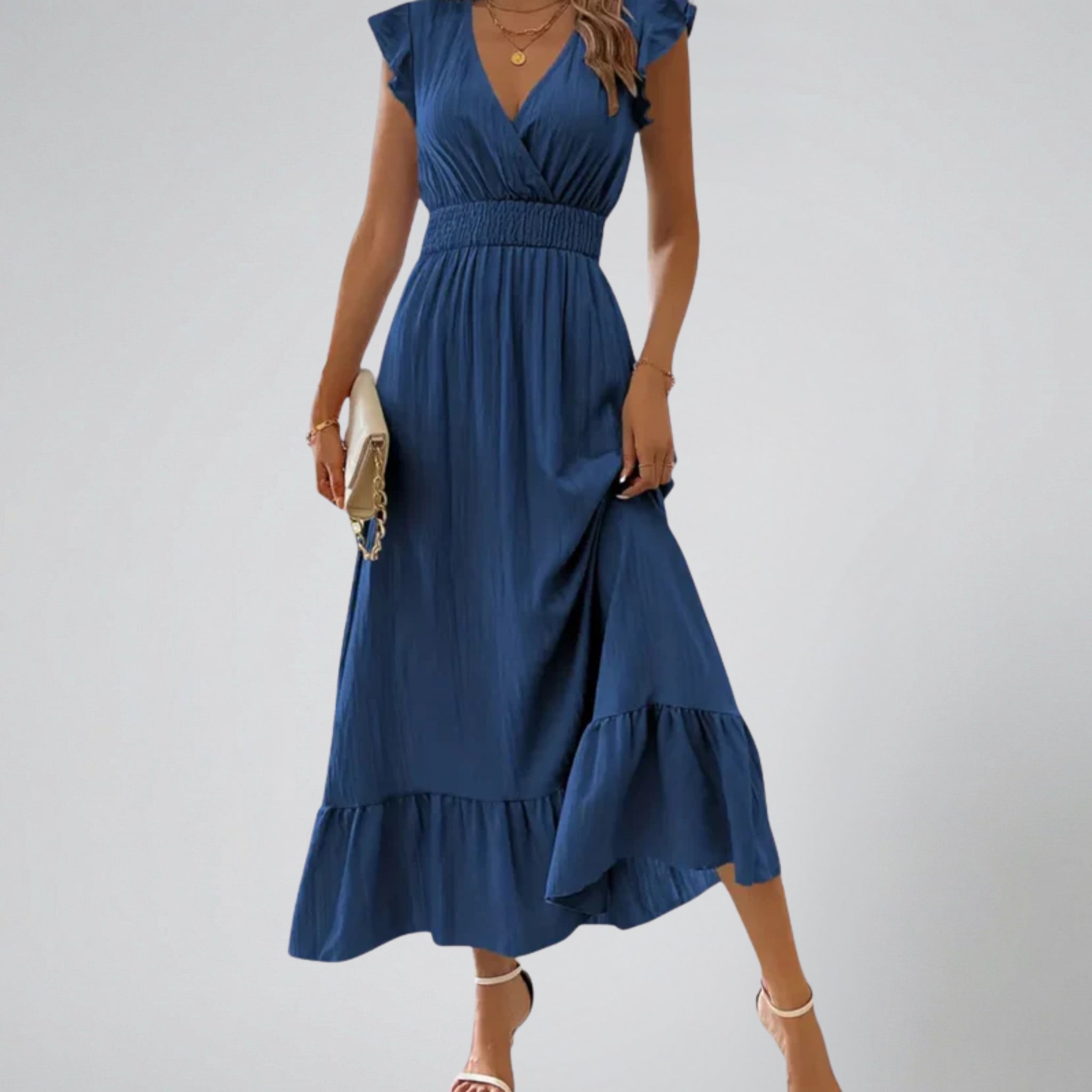 Women’s Short Flutter Sleeve Long Dress | Olamil
