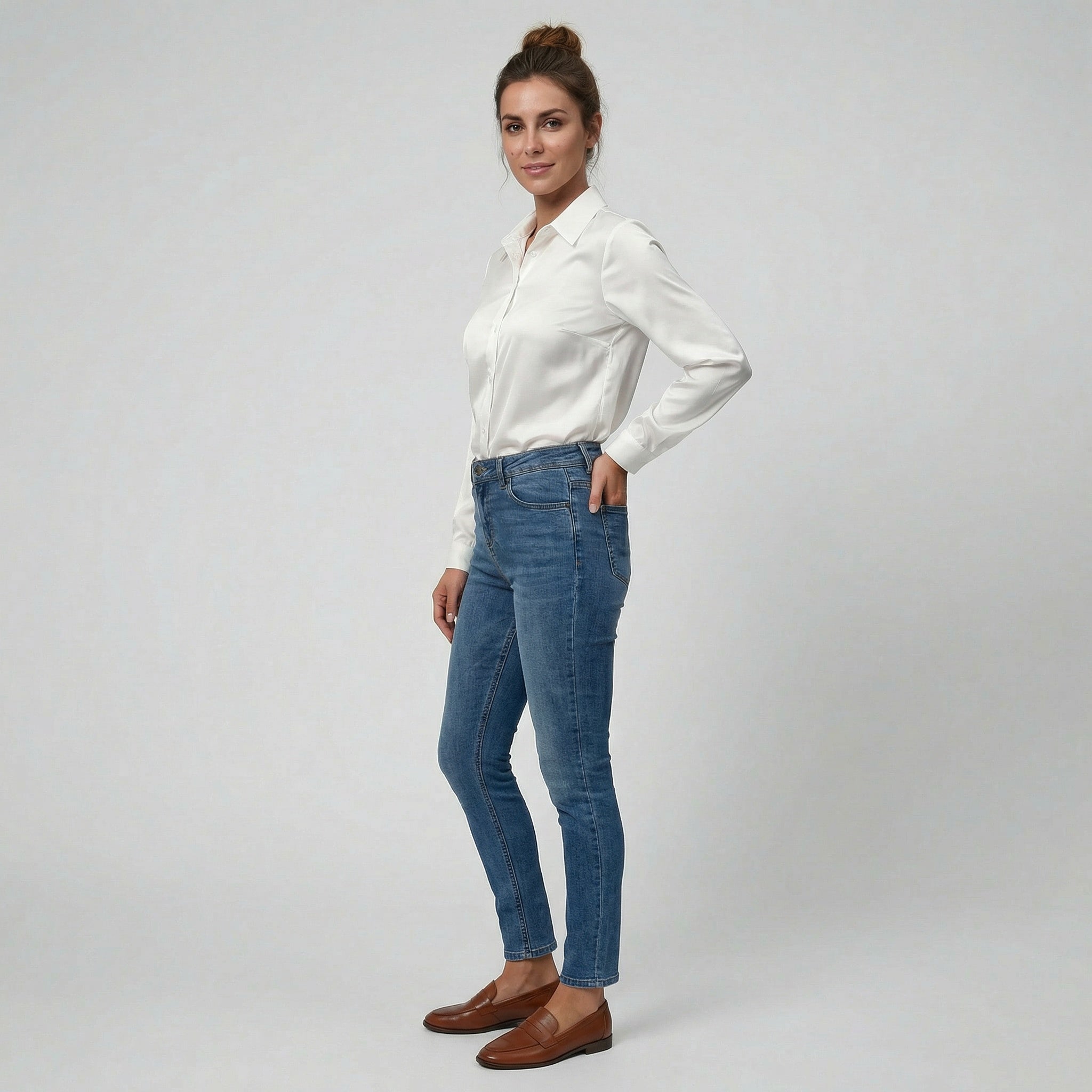 Olamil - Women’s Teal Satin Blouse