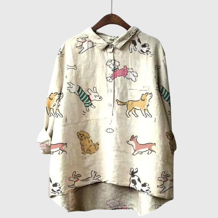 Women’s Elva Blouse with Dog Motifs