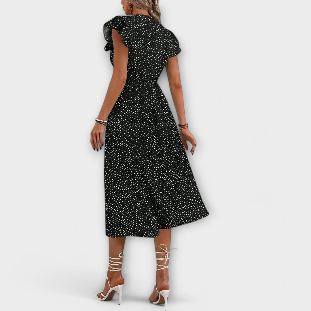 Women’s A-Line Dress - Polka Dot Pattern
