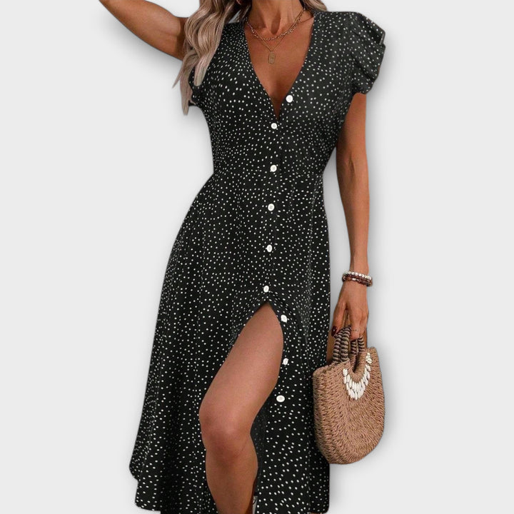 Women’s A-Line Dress - Polka Dot Pattern