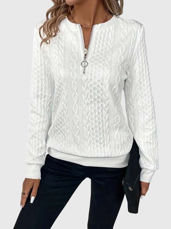 Nora | Women’s Cable Knit Sweater with Zipper