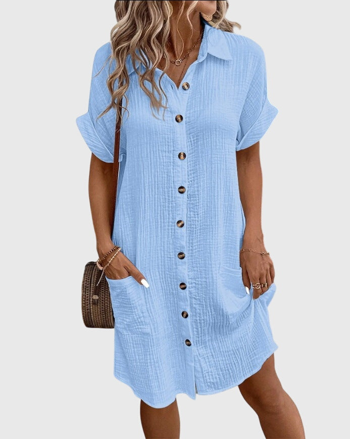 Women’s Relaxed Button-Front Dress with Pockets