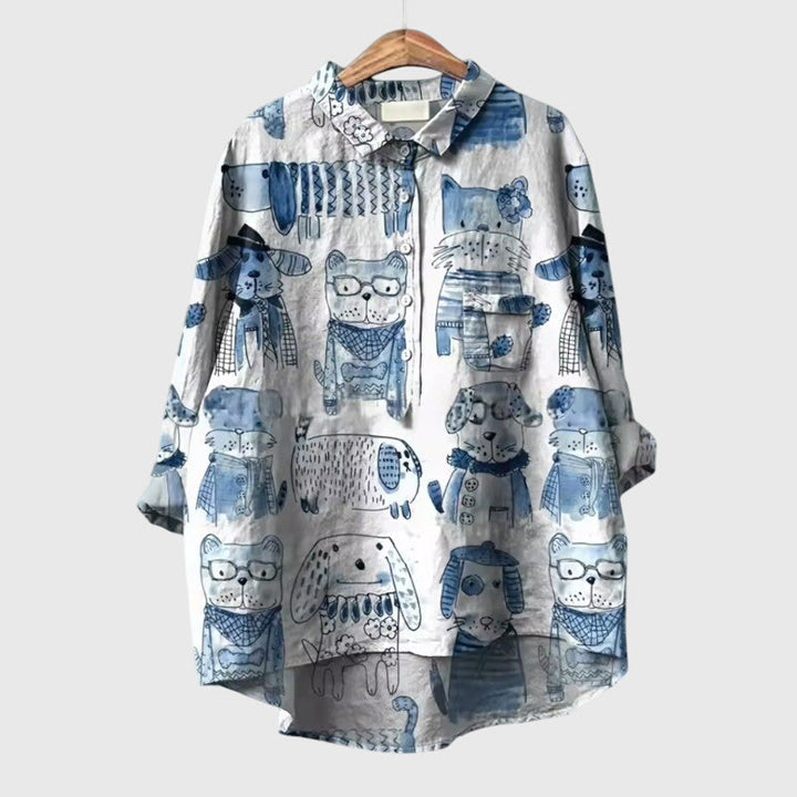 Women’s Elva Blouse with Dog Motifs