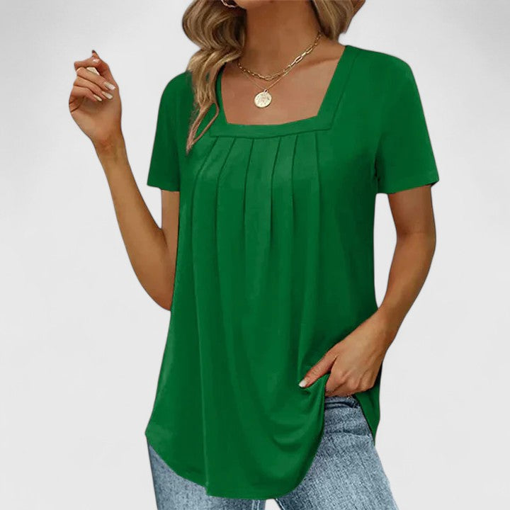Lenabria | Women’s Pleated Blouse with Square Neckline