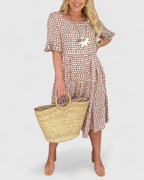 Women’s Breezy Midi Dress with Ruffle Sleeves