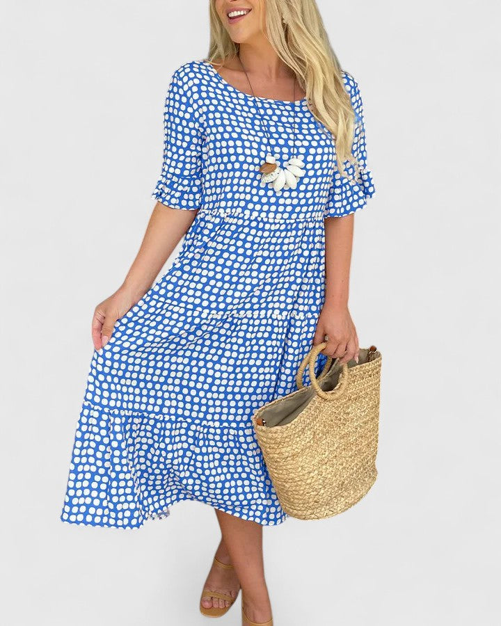 Women’s Breezy Midi Dress with Ruffle Sleeves