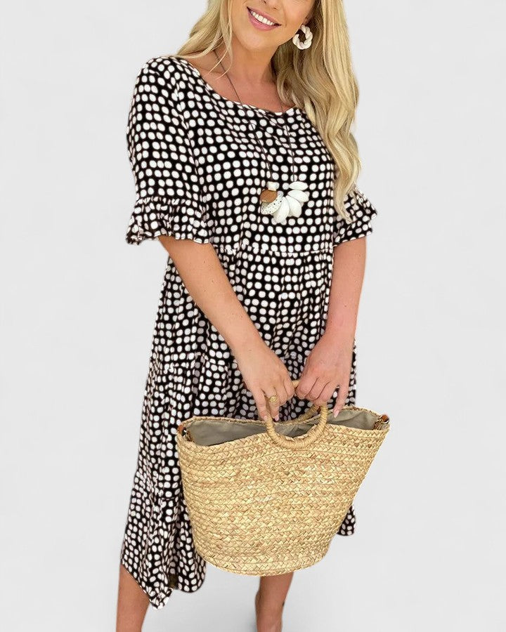Women’s Breezy Midi Dress with Ruffle Sleeves