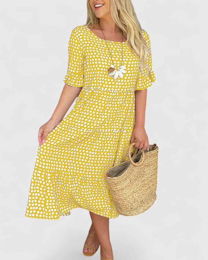 Women’s Breezy Midi Dress with Ruffle Sleeves