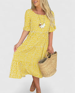 Women’s Breezy Midi Dress with Ruffle Sleeves