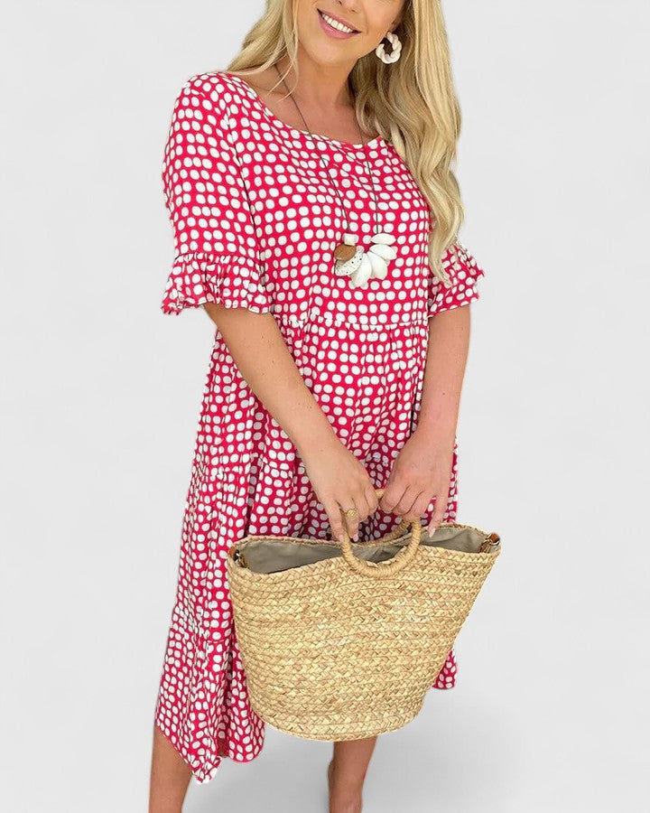 Women’s Breezy Midi Dress with Ruffle Sleeves