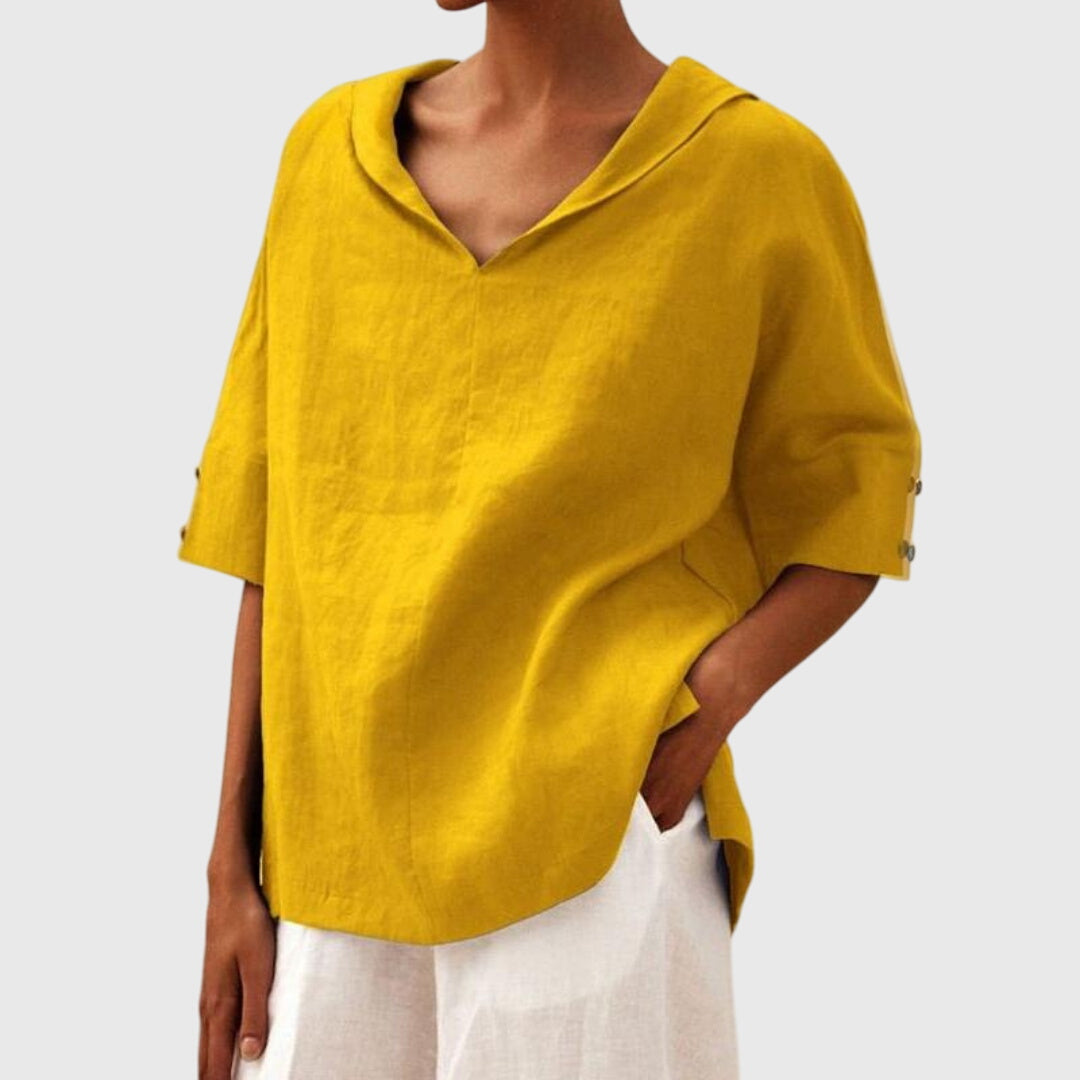 Women’s Casual Loose-Fit Blouse with V-Neck