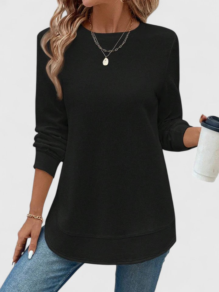 Women’s O-Neck Long Sleeve Top with Comfort