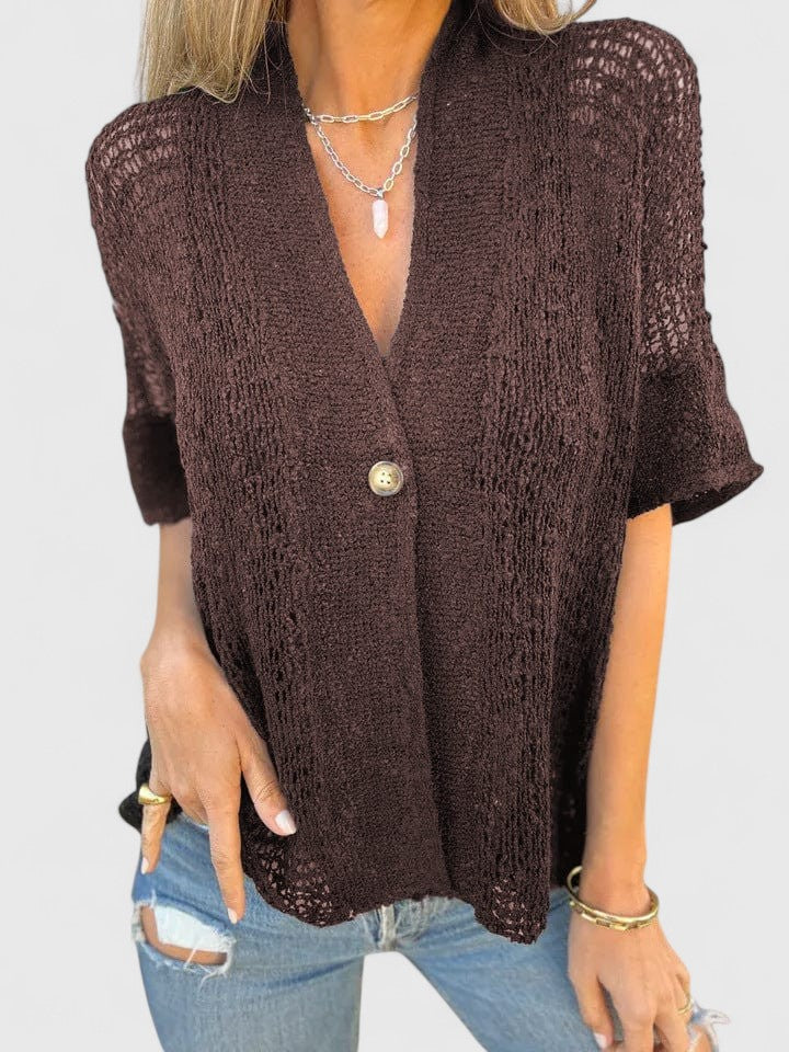 Women’s Elegant Knitted Lace Shirt - Open Stitch