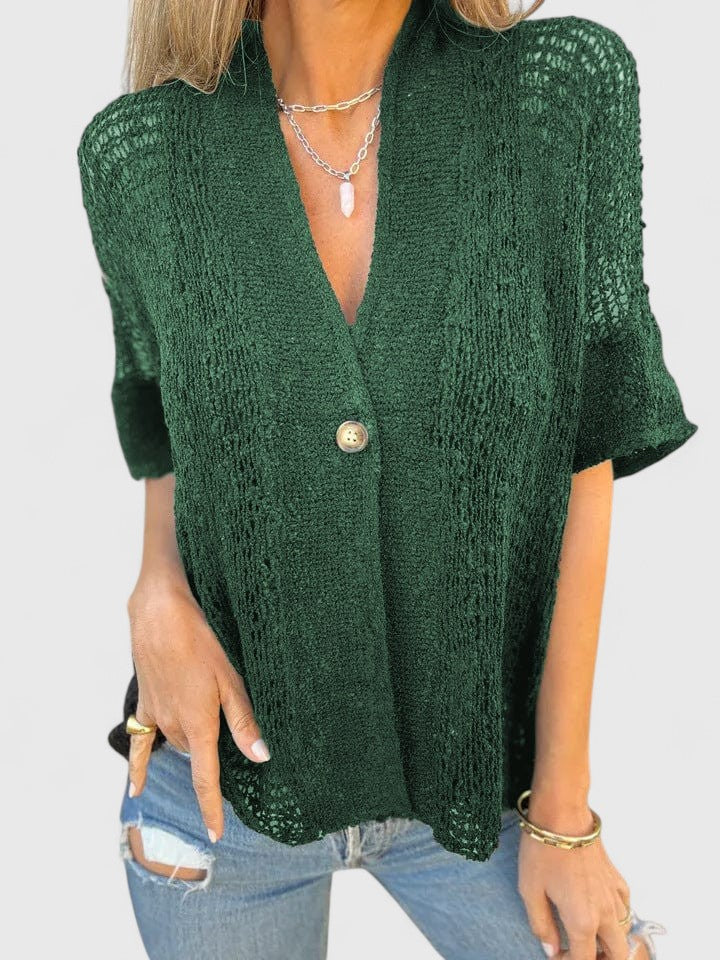 Women’s Elegant Knitted Lace Shirt - Open Stitch