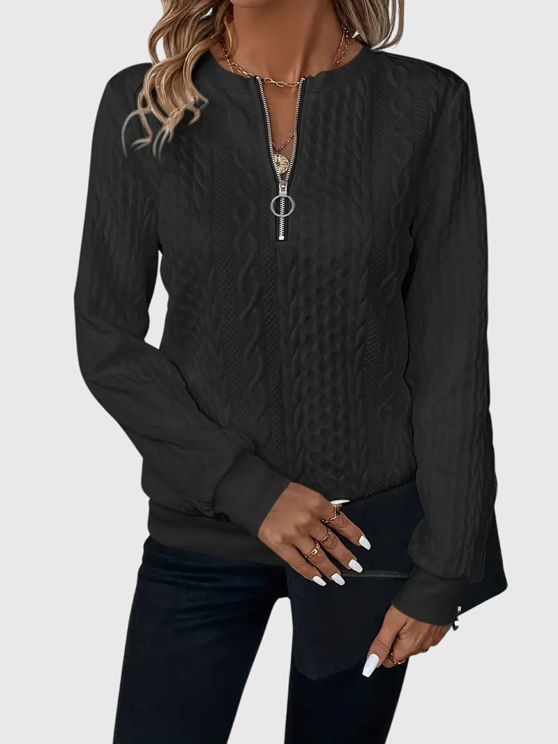 Nora | Women’s Cable Knit Sweater with Zipper