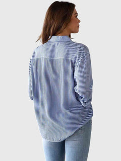 Women’s Striped Collared Shirt with Versatile Design