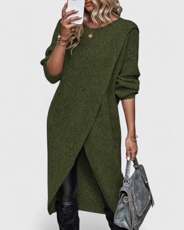 Women’s Elegant Sweater Dress with Wrap Front