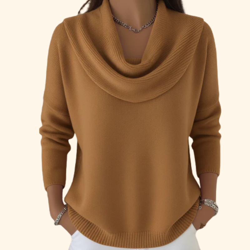 Women’s Elegant Sweater with Draped Collar