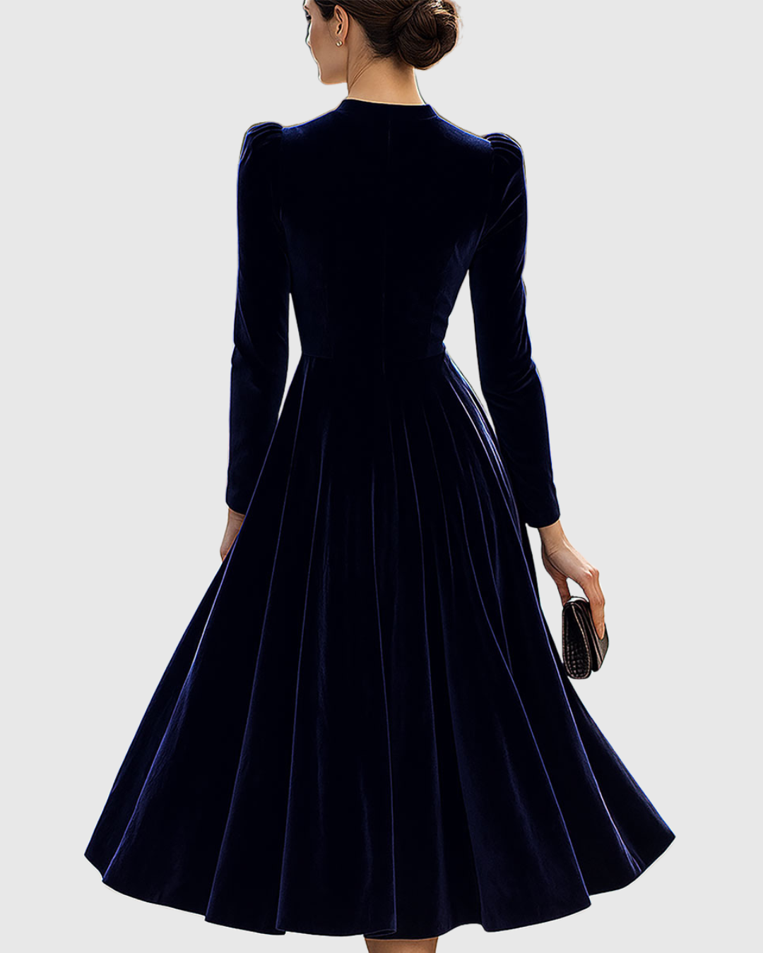 Women’s Navy Midi Dress with Cinched Waist