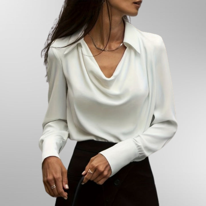 Women’s Elegant Blouse with Draped Neckline