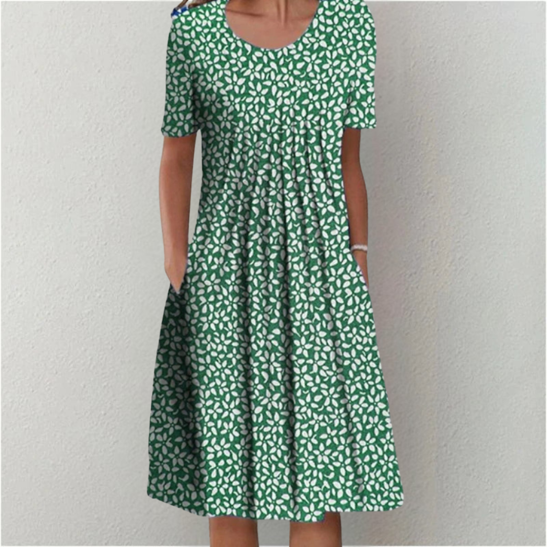 Women’s Vibrant Floral Dress with Pockets