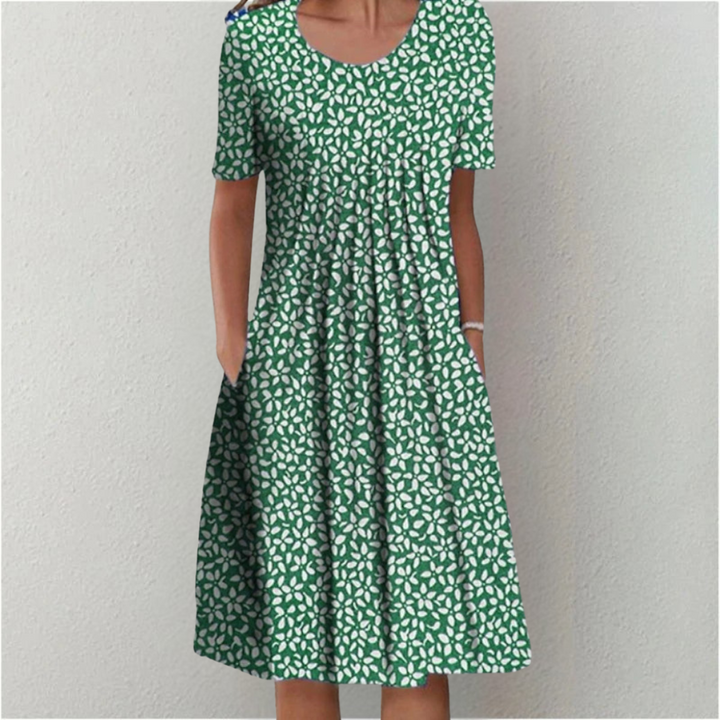 Women’s Vibrant Floral Dress with Pockets